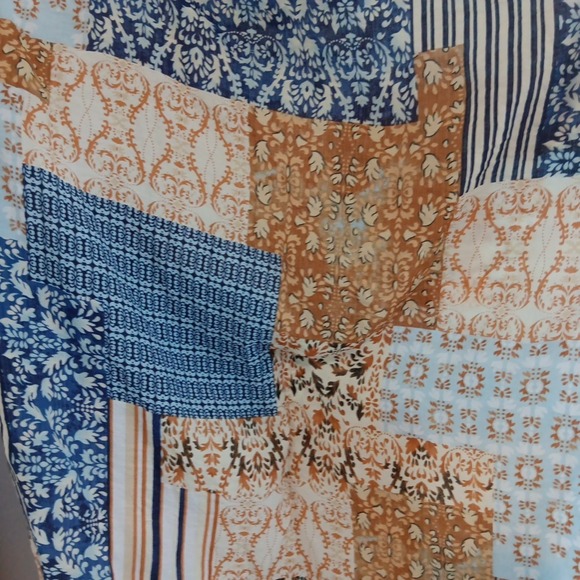 Kori Open Front Kimono Topper S/M‎ Mixed Print Media Boho Artsy Blue Beach Flowy - Picture 6 of 7